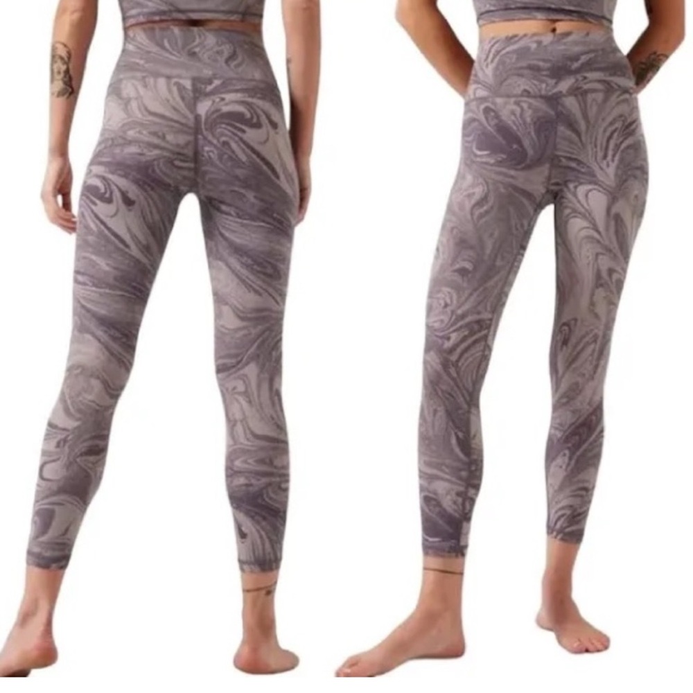 Athleta Gray Swirl Leggings Transcend 7/8 Tight Size M/P